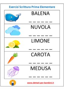 esercizi prima elementare scrittura