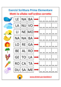 giochi con le sillabe prima elementare