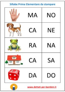 schede sillabe prima elementare