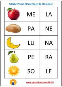 sillabe schede didattiche prima elementare