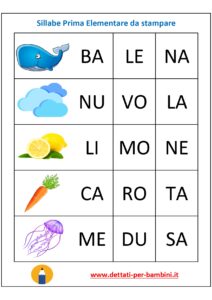 sillabe schede didattiche prima elementare