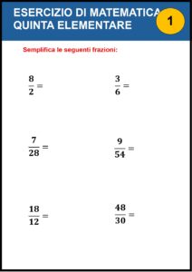 esercizi di matematica di quinta elementare