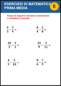 esercizi di matematica per la prima media