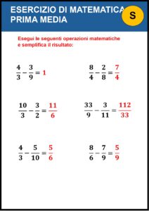 esercizi di matematica per prima media​