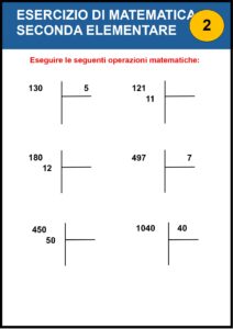 schede di matematica seconda elementare