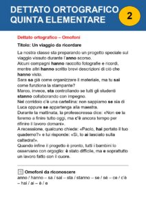 dettato ortografico classe quinta ingresso
