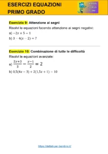 equazioni primo grado esercizi​