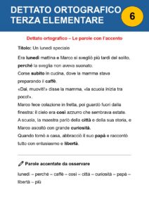 verifica dettato ortografico classe terza
