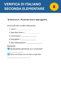 verifica di italiano seconda elementare