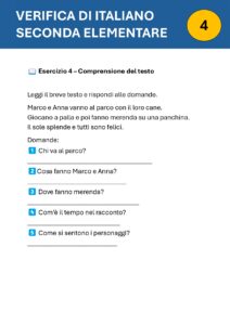 verifica di italiano seconda elementare