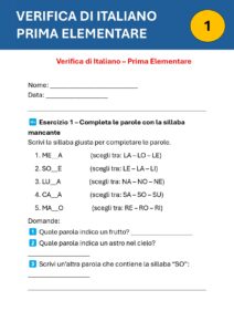 verifica italiano prima elementare verifica italiano prima elementare
