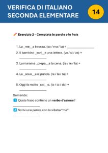 verifica italiano seconda elementare verifica italiano seconda elementare