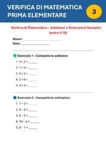 verifica matematica prima elementare verifica matematica prima elementare