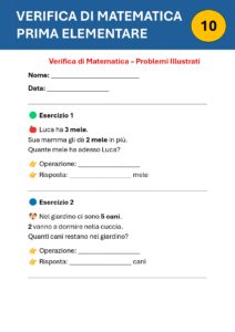 verifica matematica prima elementare primo quadrimestre