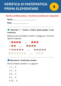 prima verifica matematica prima elementare primo quadrimestre
