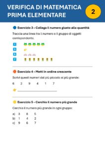 verifiche matematica prima elementare primo quadrimestre​