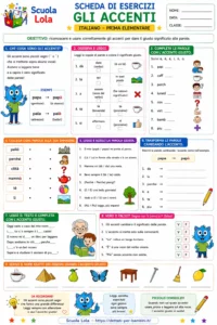italiano in prima elementare schede